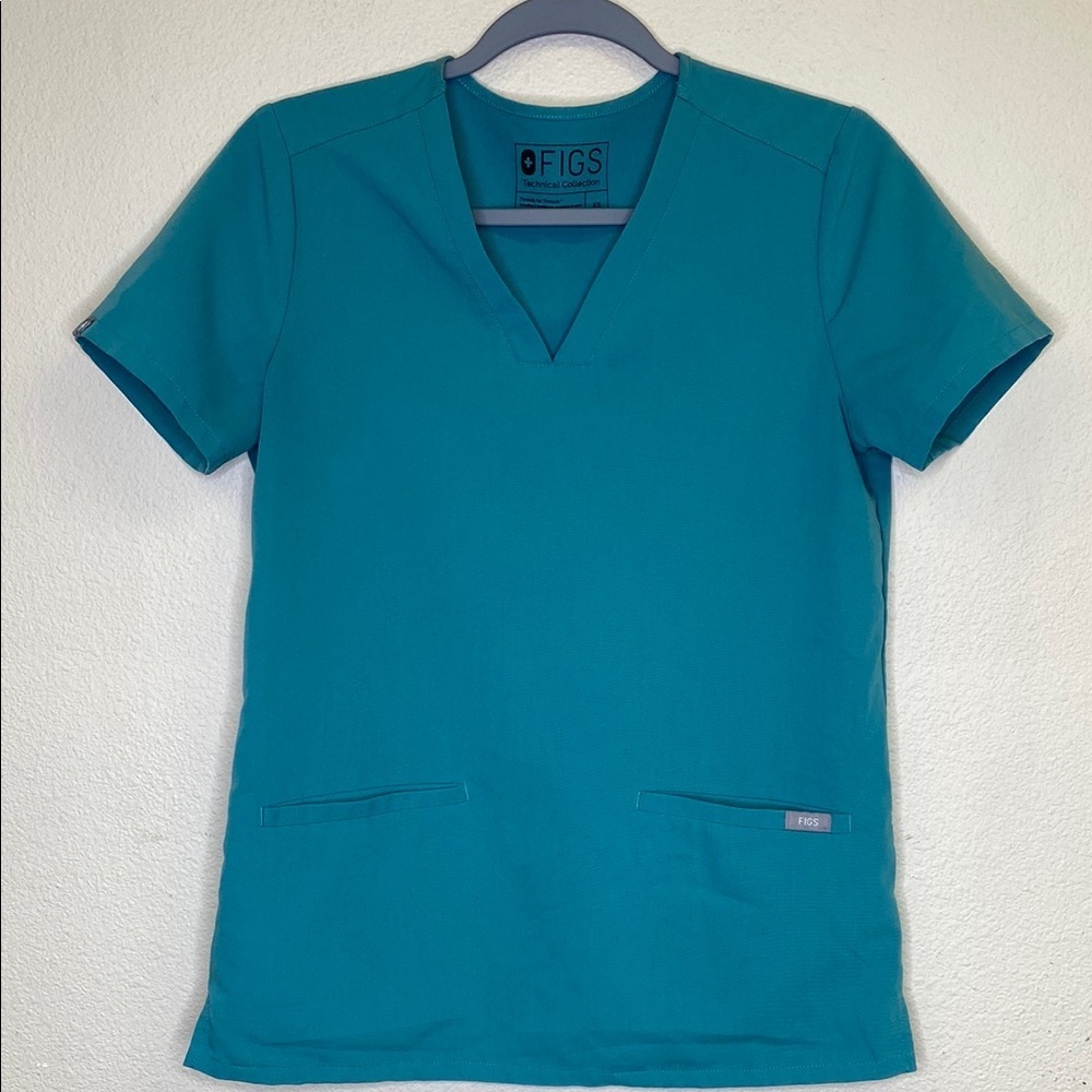 Figs Scrub Top Teal Size XS